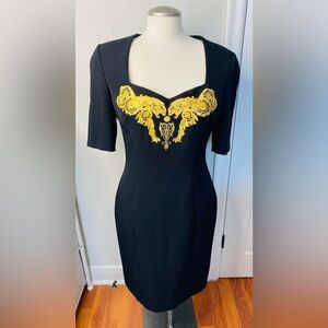 Versace Collection Black Gold Lion Motif Dress Authebtic and New Sz 46!10 US